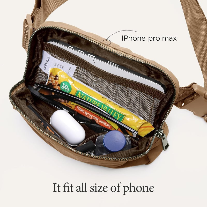 ODODOS Unisex Mini Belt Bag with Adjustable Strap Small Fanny Pack for Workout Running Traveling Hiking, Caramel - Image 2